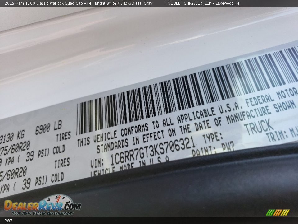 Ram Color Code PW7 Bright White