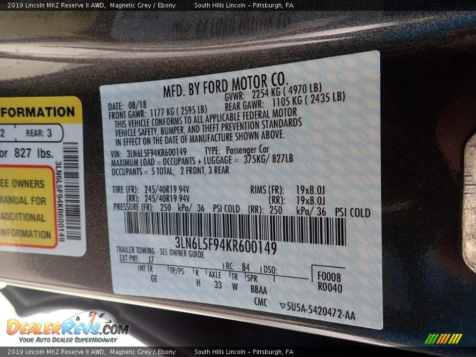 2019 Lincoln MKZ Reserve II AWD Magnetic Grey / Ebony Photo #23