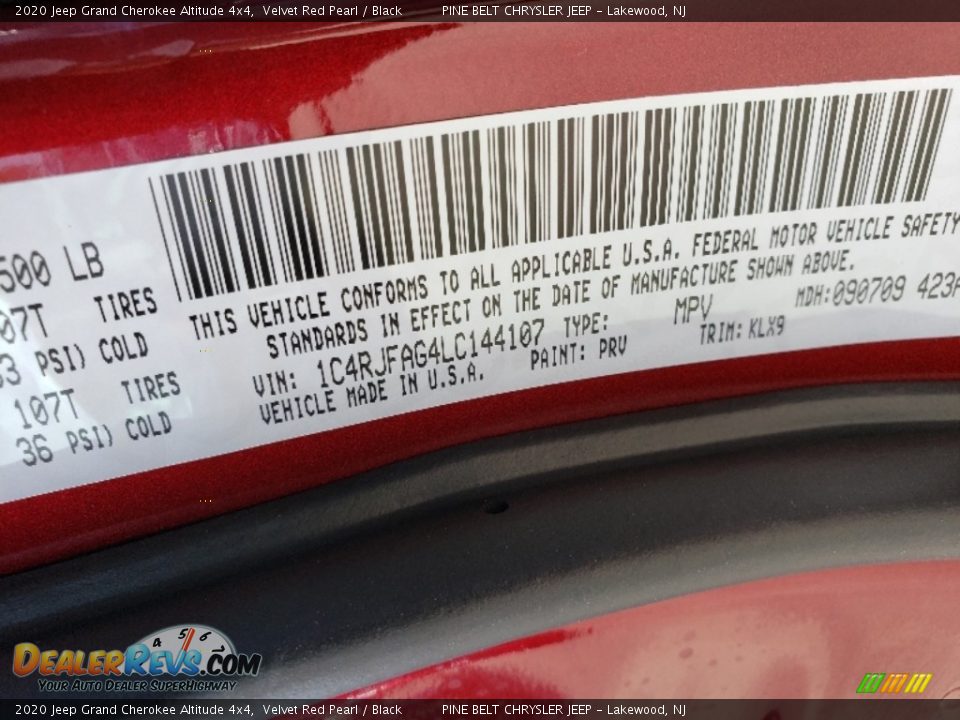 2020 Jeep Grand Cherokee Altitude 4x4 Velvet Red Pearl / Black Photo #9