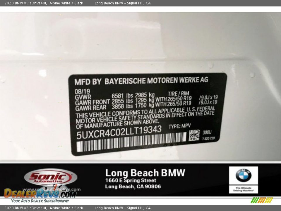 2020 BMW X5 sDrive40i Alpine White / Black Photo #11