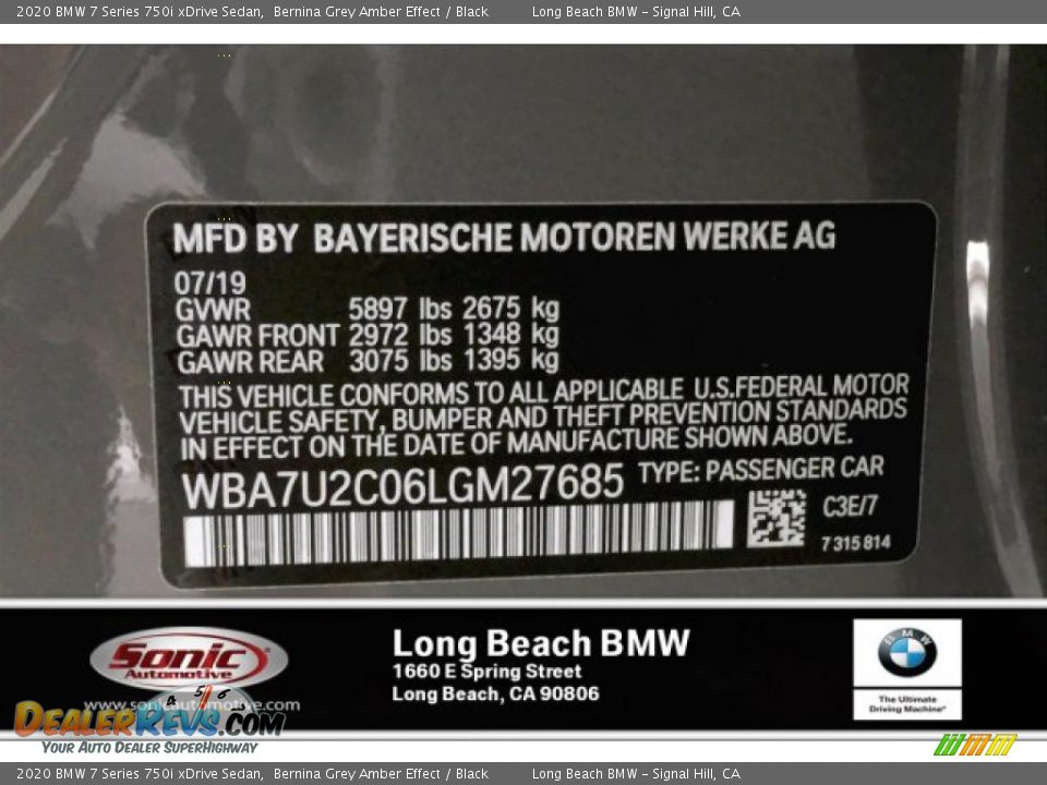 2020 BMW 7 Series 750i xDrive Sedan Bernina Grey Amber Effect / Black Photo #11