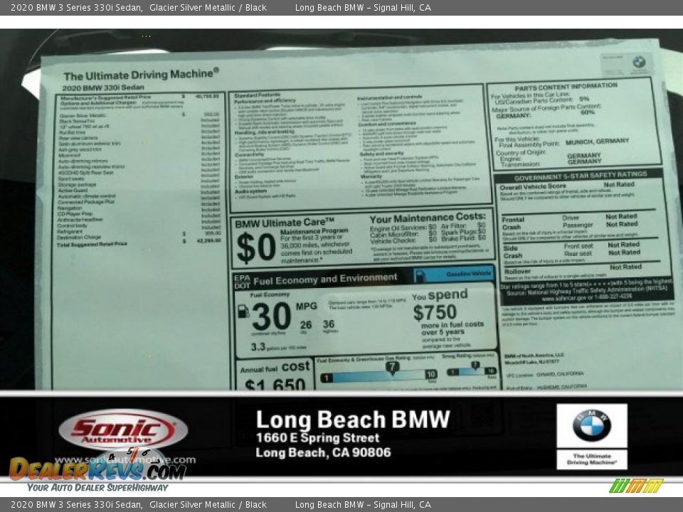 2020 BMW 3 Series 330i Sedan Glacier Silver Metallic / Black Photo #10