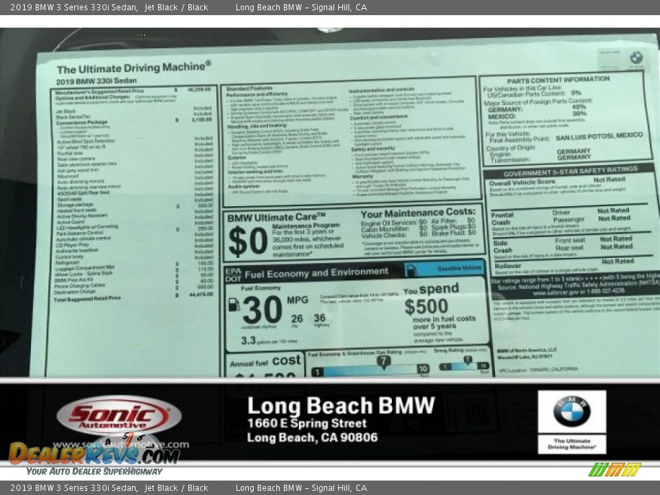 2019 BMW 3 Series 330i Sedan Jet Black / Black Photo #10