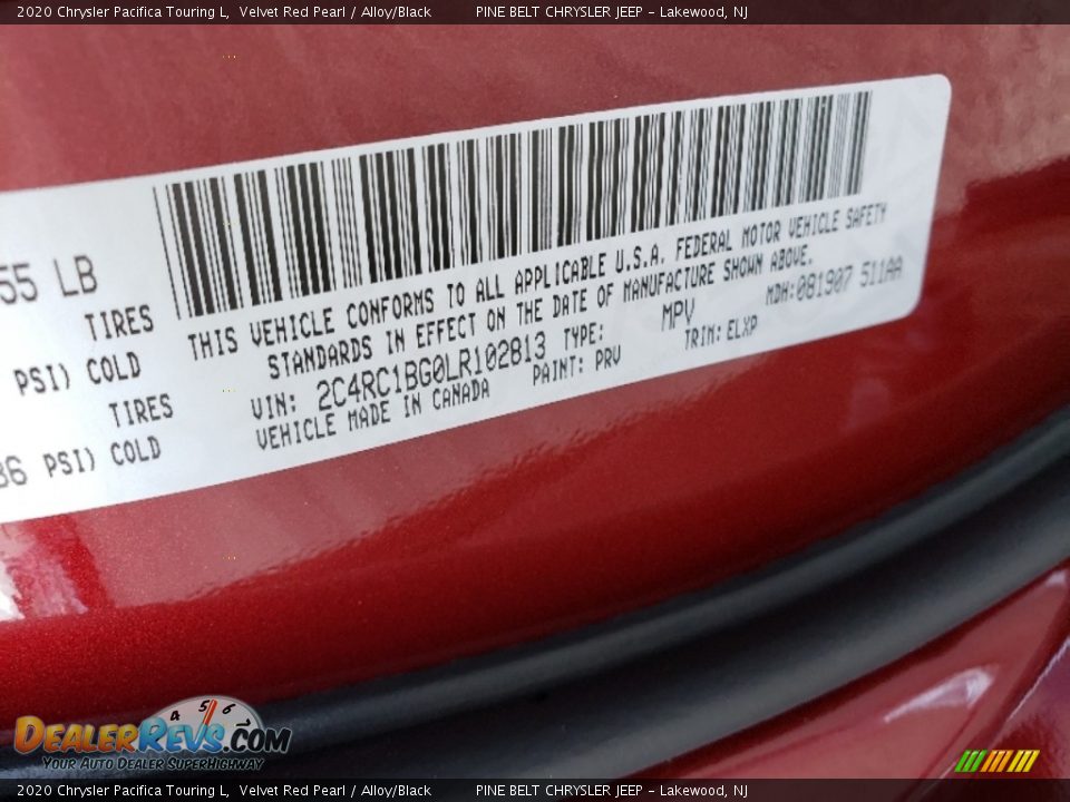 2020 Chrysler Pacifica Touring L Velvet Red Pearl / Alloy/Black Photo #9