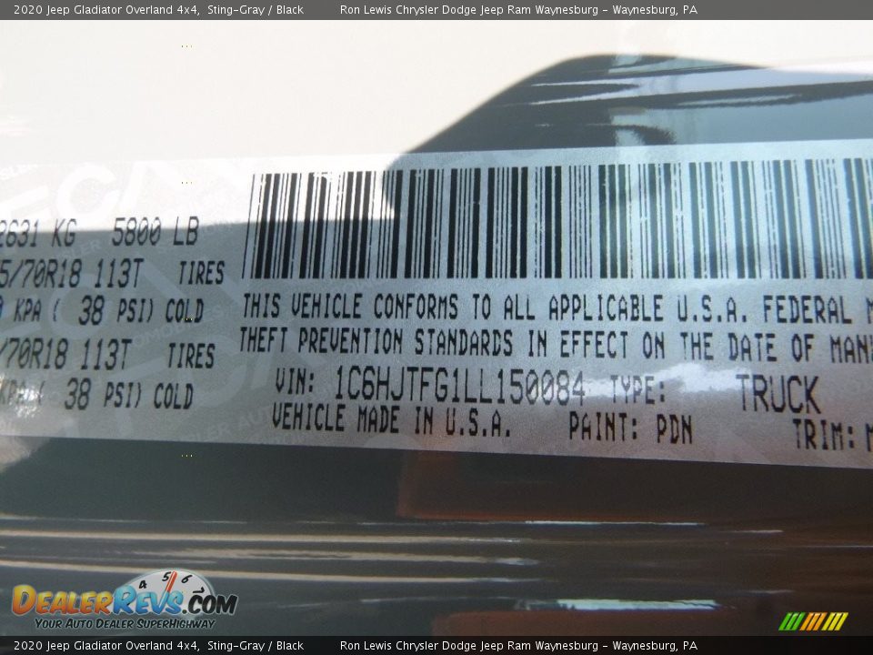 2020 Jeep Gladiator Overland 4x4 Sting-Gray / Black Photo #15