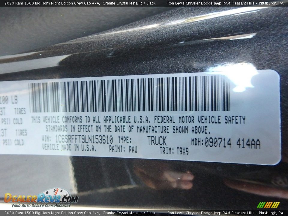 2020 Ram 1500 Big Horn Night Edition Crew Cab 4x4 Granite Crystal Metallic / Black Photo #15