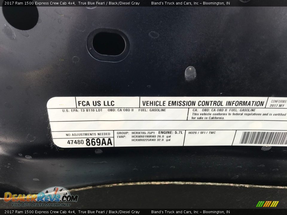 2017 Ram 1500 Express Crew Cab 4x4 True Blue Pearl / Black/Diesel Gray Photo #20