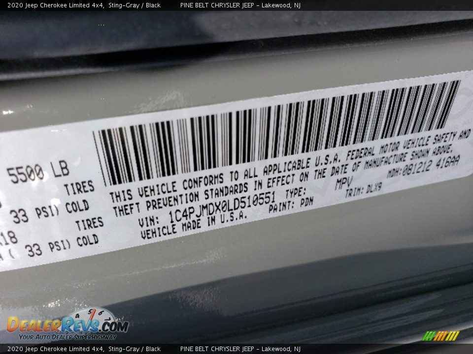 2020 Jeep Cherokee Limited 4x4 Sting-Gray / Black Photo #9