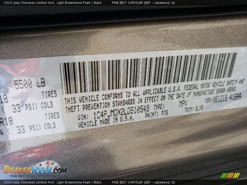 2020 Jeep Cherokee Limited 4x4 Light Brownstone Pearl / Black Photo #9