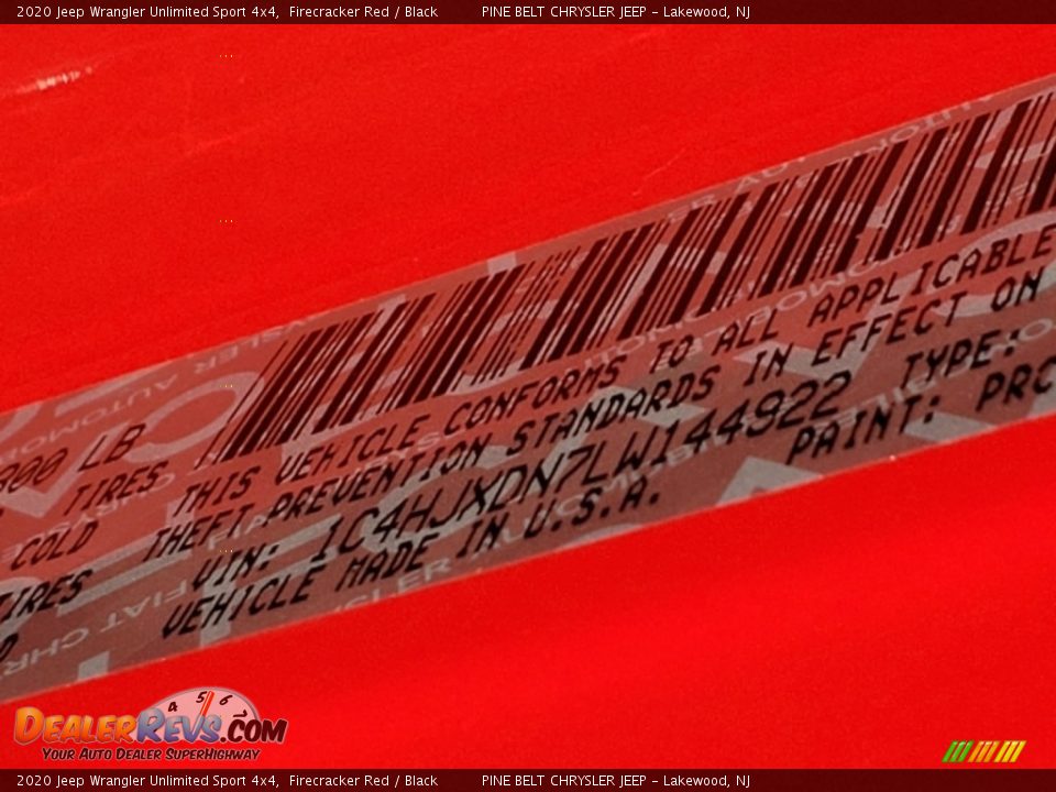 2020 Jeep Wrangler Unlimited Sport 4x4 Firecracker Red / Black Photo #8
