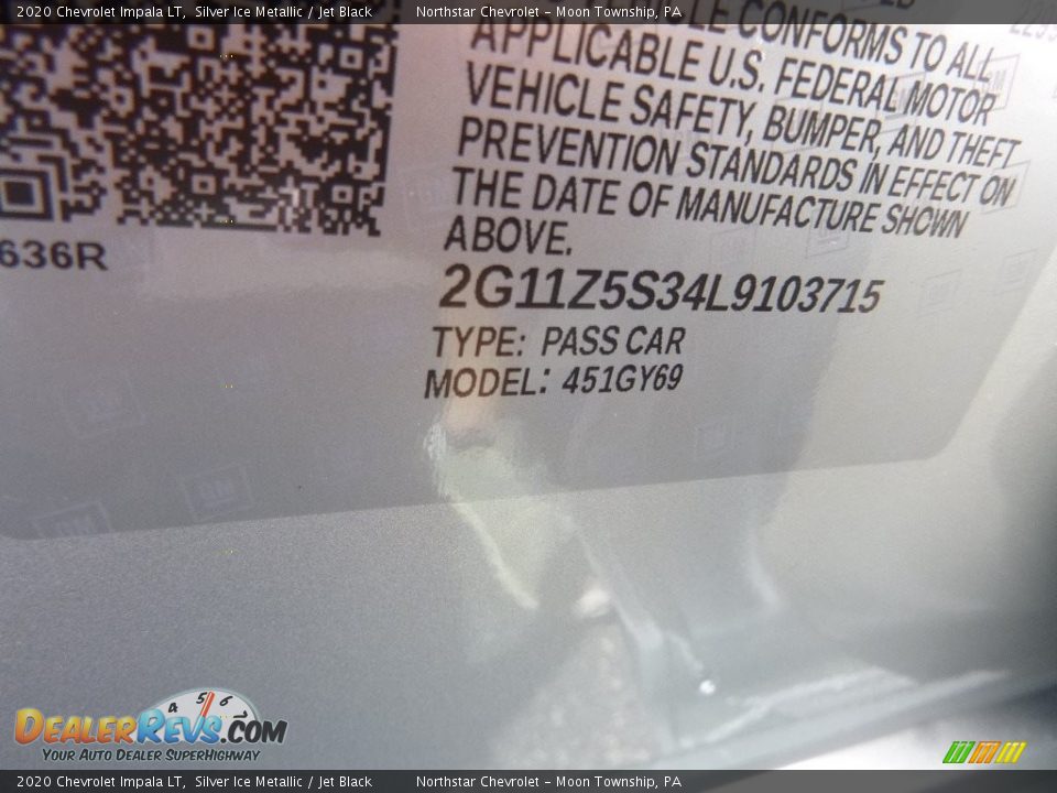 2020 Chevrolet Impala LT Silver Ice Metallic / Jet Black Photo #15