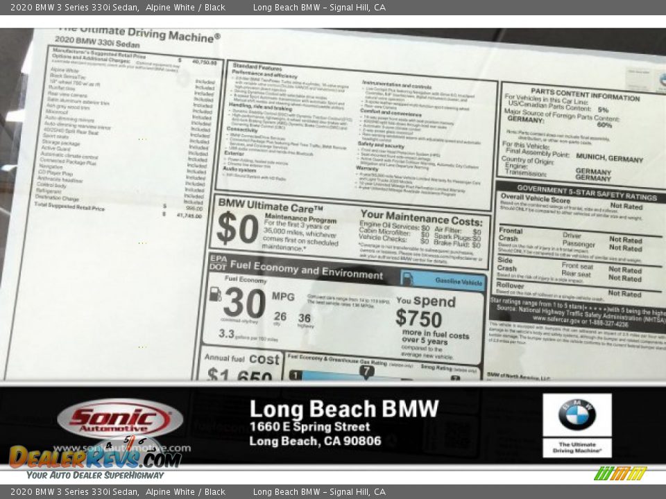 2020 BMW 3 Series 330i Sedan Alpine White / Black Photo #10