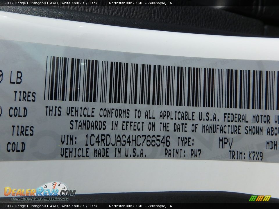 2017 Dodge Durango SXT AWD White Knuckle / Black Photo #15