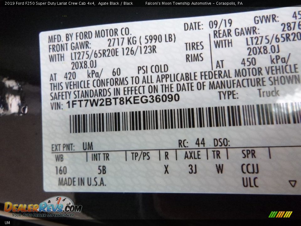 Ford Color Code UM Agate Black