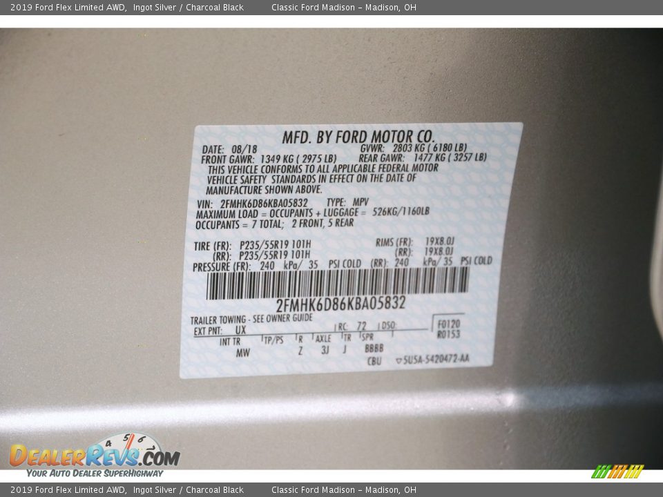 2019 Ford Flex Limited AWD Ingot Silver / Charcoal Black Photo #24