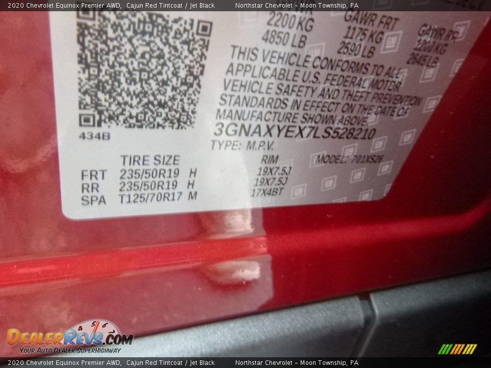 2020 Chevrolet Equinox Premier AWD Cajun Red Tintcoat / Jet Black Photo #14