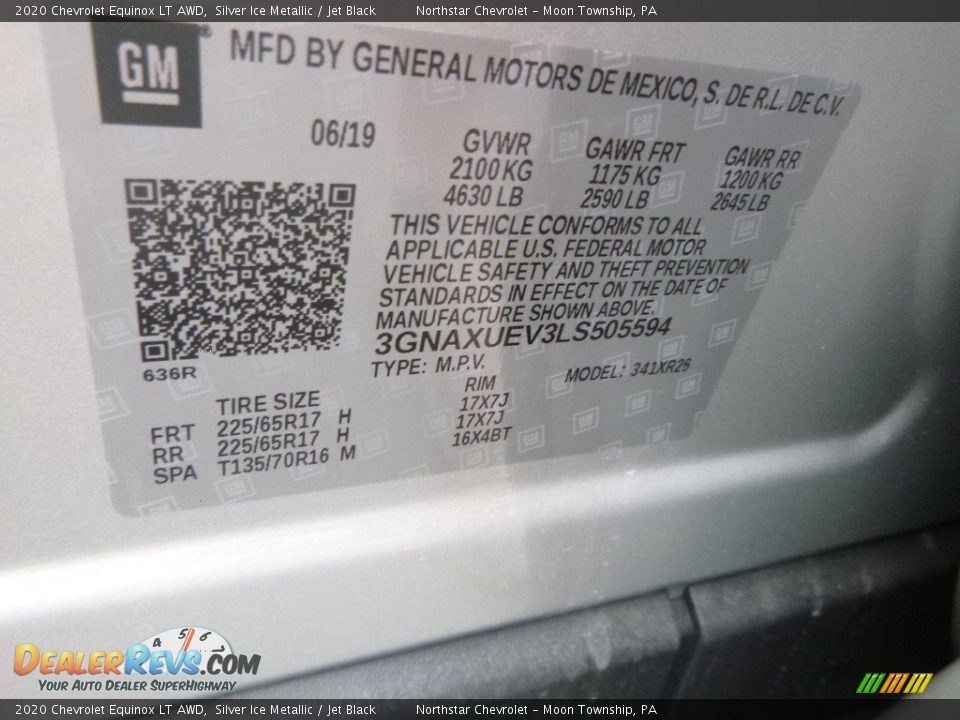 2020 Chevrolet Equinox LT AWD Silver Ice Metallic / Jet Black Photo #15