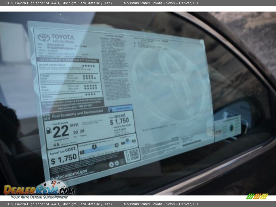 2019 Toyota Highlander SE AWD Midnight Black Metallic / Black Photo #12