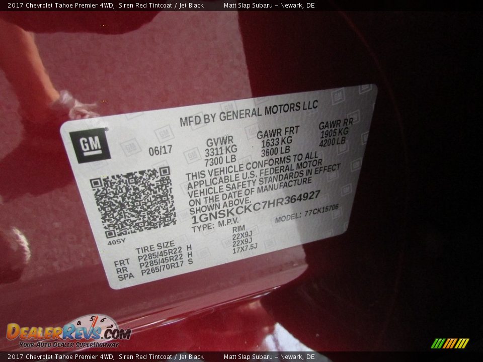 2017 Chevrolet Tahoe Premier 4WD Siren Red Tintcoat / Jet Black Photo #31