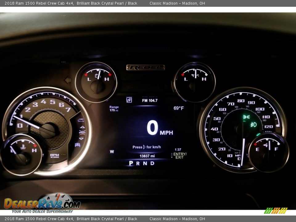 2018 Ram 1500 Rebel Crew Cab 4x4 Brilliant Black Crystal Pearl / Black Photo #8