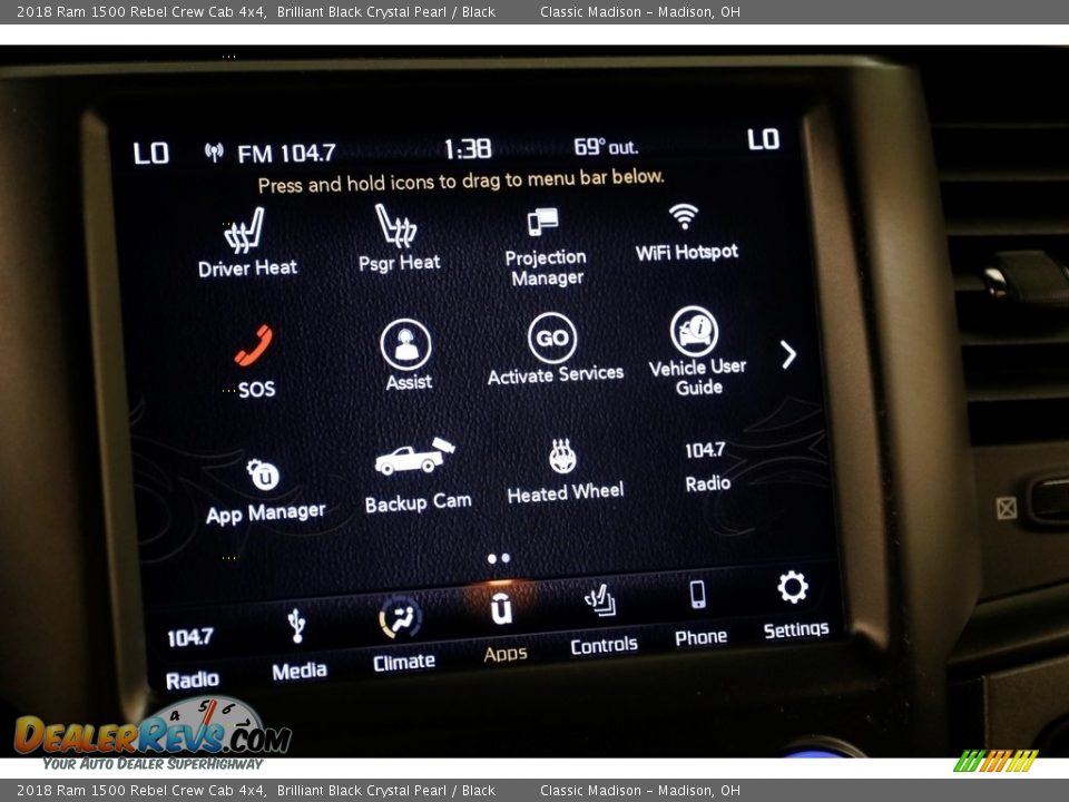 2018 Ram 1500 Rebel Crew Cab 4x4 Brilliant Black Crystal Pearl / Black Photo #12