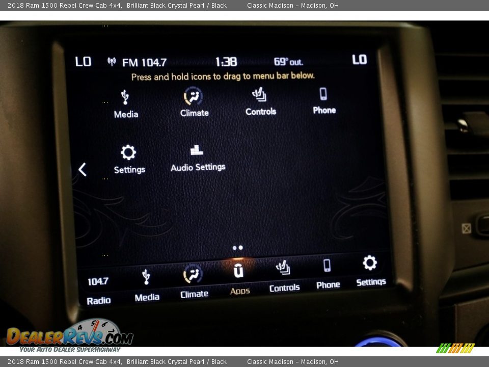 2018 Ram 1500 Rebel Crew Cab 4x4 Brilliant Black Crystal Pearl / Black Photo #13