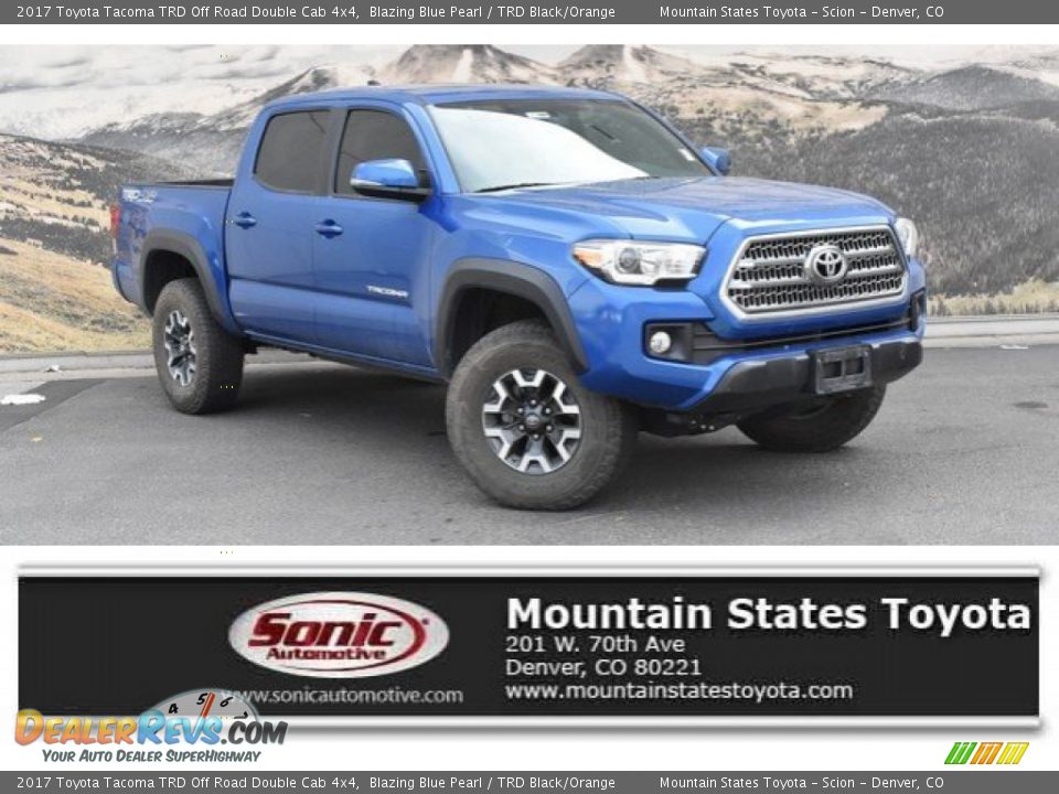 2017 Toyota Tacoma TRD Off Road Double Cab 4x4 Blazing Blue Pearl / TRD Black/Orange Photo #1