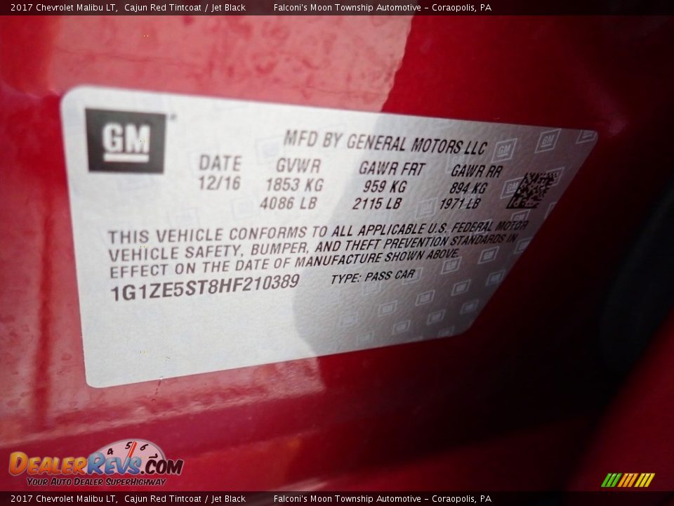 2017 Chevrolet Malibu LT Cajun Red Tintcoat / Jet Black Photo #23