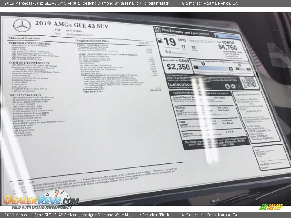 2019 Mercedes-Benz GLE 43 AMG 4Matic Window Sticker Photo #10