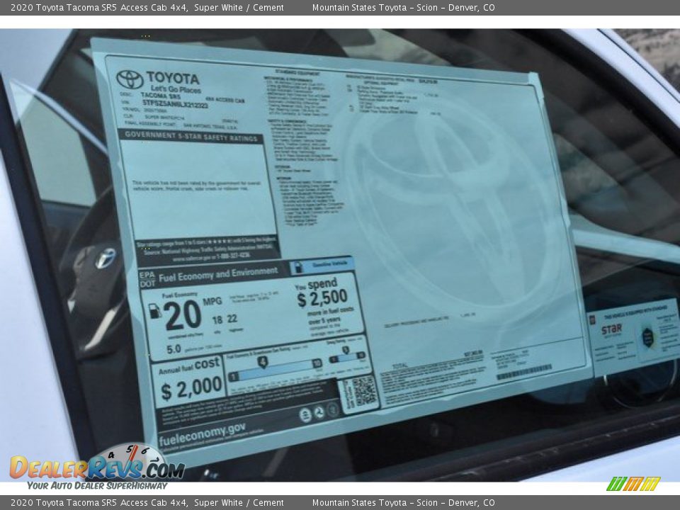 2020 Toyota Tacoma SR5 Access Cab 4x4 Super White / Cement Photo #10