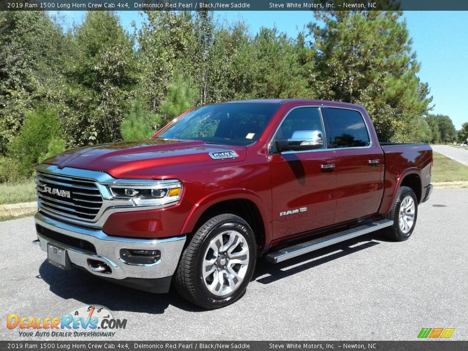 2019 Ram 1500 Long Horn Crew Cab 4x4 Delmonico Red Pearl / Black/New Saddle Photo #2