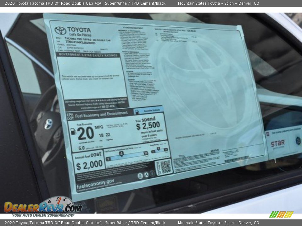 2020 Toyota Tacoma TRD Off Road Double Cab 4x4 Window Sticker Photo #10