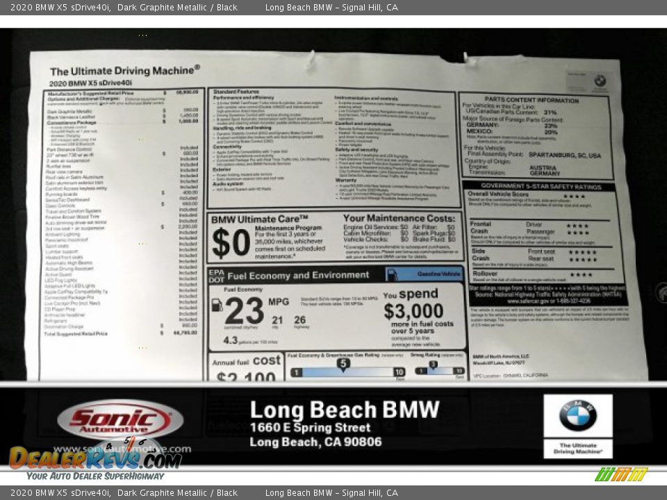 2020 BMW X5 sDrive40i Dark Graphite Metallic / Black Photo #10
