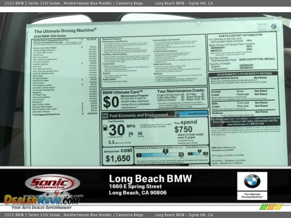 2020 BMW 3 Series 330i Sedan Mediterranean Blue Metallic / Canberra Beige Photo #9