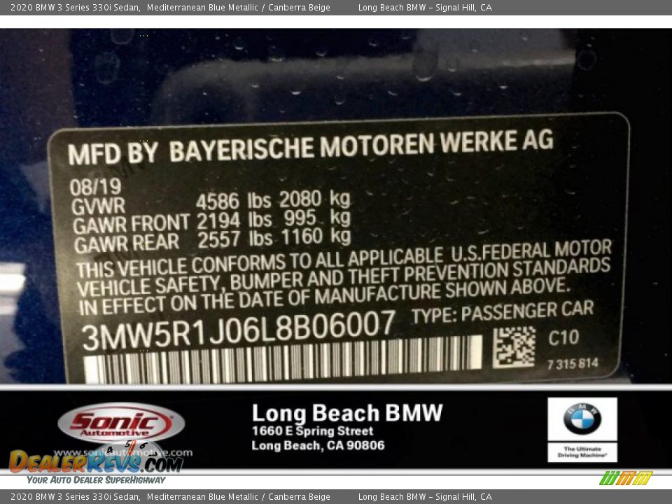 2020 BMW 3 Series 330i Sedan Mediterranean Blue Metallic / Canberra Beige Photo #10