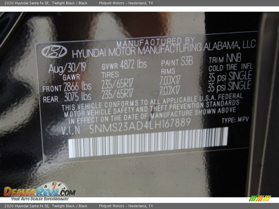 2020 Hyundai Santa Fe SE Twilight Black / Black Photo #24