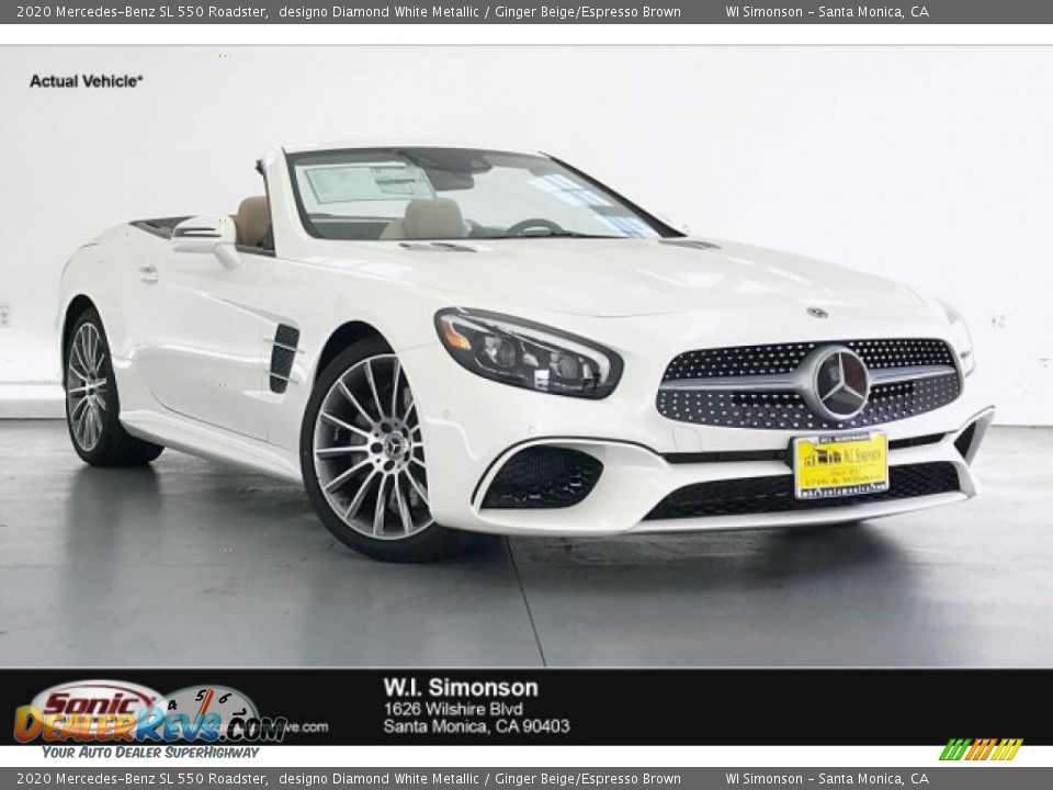 2020 Mercedes-Benz SL 550 Roadster designo Diamond White Metallic / Ginger Beige/Espresso Brown Photo #1