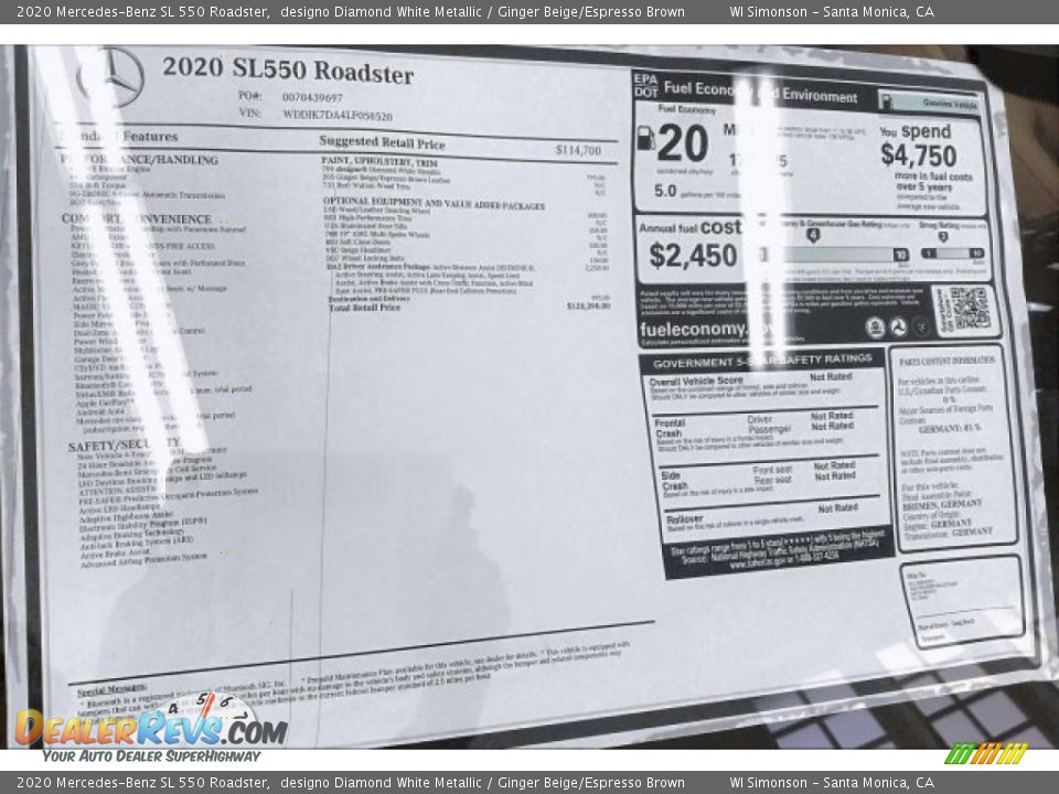 2020 Mercedes-Benz SL 550 Roadster designo Diamond White Metallic / Ginger Beige/Espresso Brown Photo #10