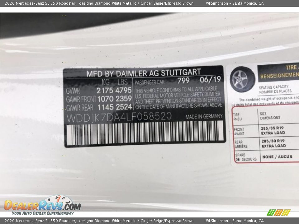 2020 Mercedes-Benz SL 550 Roadster designo Diamond White Metallic / Ginger Beige/Espresso Brown Photo #11