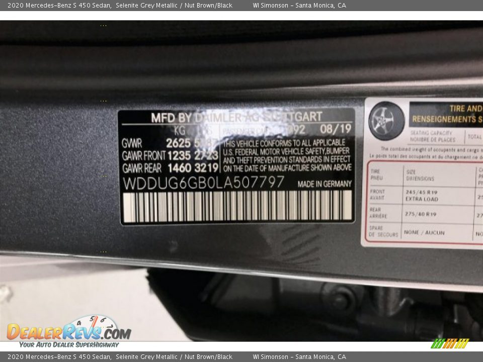 2020 Mercedes-Benz S 450 Sedan Selenite Grey Metallic / Nut Brown/Black Photo #11