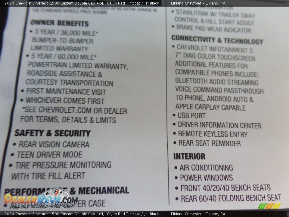 2020 Chevrolet Silverado 1500 Custom Double Cab 4x4 Cajun Red Tintcoat / Jet Black Photo #34