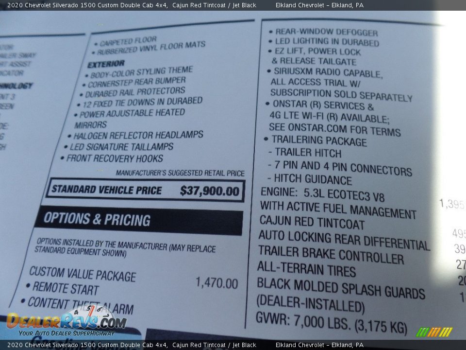 2020 Chevrolet Silverado 1500 Custom Double Cab 4x4 Cajun Red Tintcoat / Jet Black Photo #35