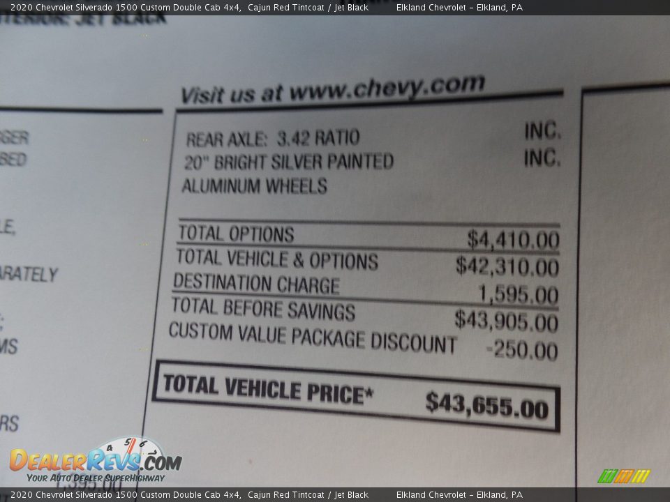 2020 Chevrolet Silverado 1500 Custom Double Cab 4x4 Cajun Red Tintcoat / Jet Black Photo #36