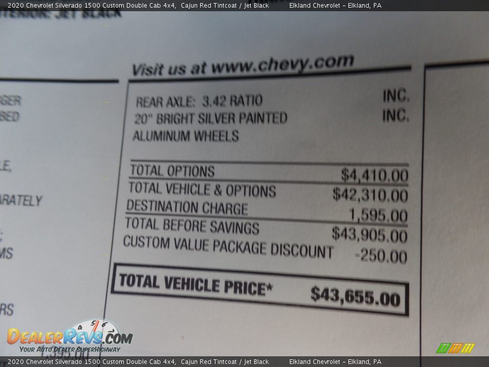 2020 Chevrolet Silverado 1500 Custom Double Cab 4x4 Cajun Red Tintcoat / Jet Black Photo #36