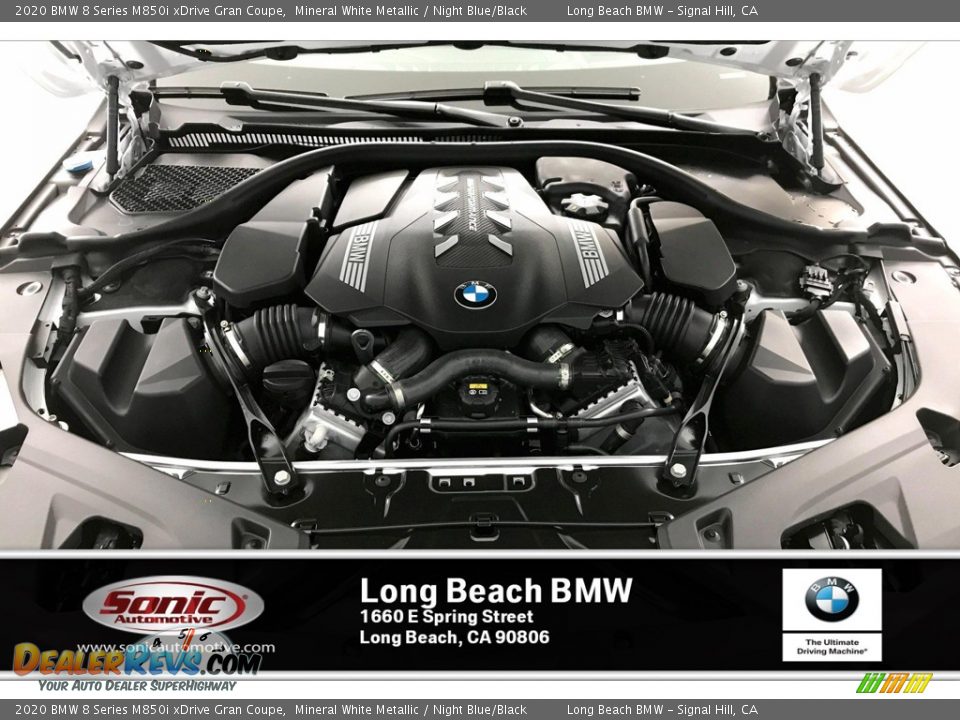 2020 BMW 8 Series M850i xDrive Gran Coupe Mineral White Metallic / Night Blue/Black Photo #8