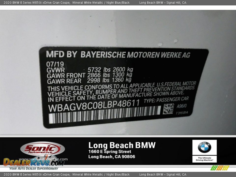 2020 BMW 8 Series M850i xDrive Gran Coupe Mineral White Metallic / Night Blue/Black Photo #11