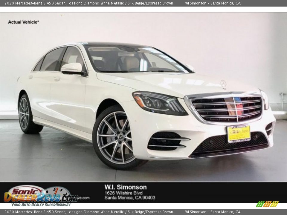 2020 Mercedes-Benz S 450 Sedan designo Diamond White Metallic / Silk Beige/Espresso Brown Photo #1