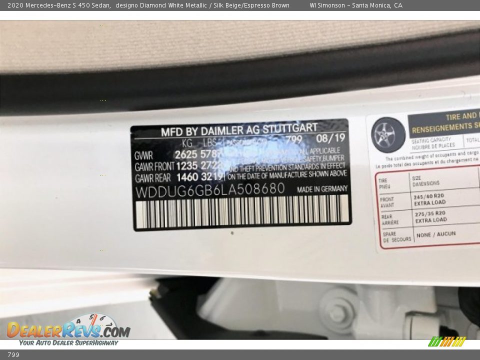 Mercedes-Benz Color Code 799 designo Diamond White Metallic