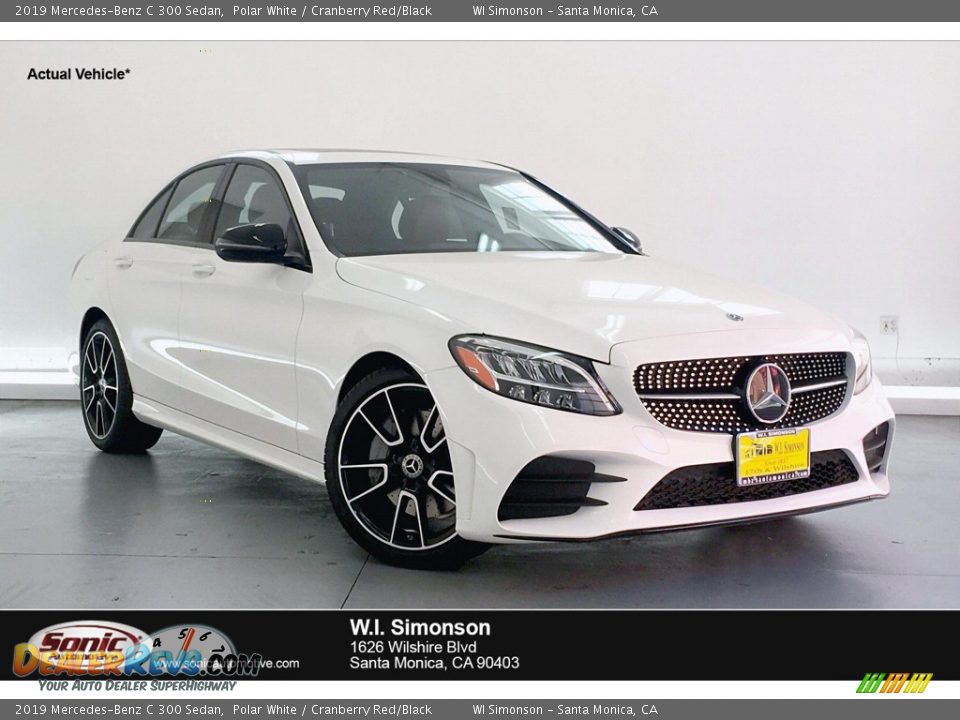 2019 Mercedes-Benz C 300 Sedan Polar White / Cranberry Red/Black Photo #1