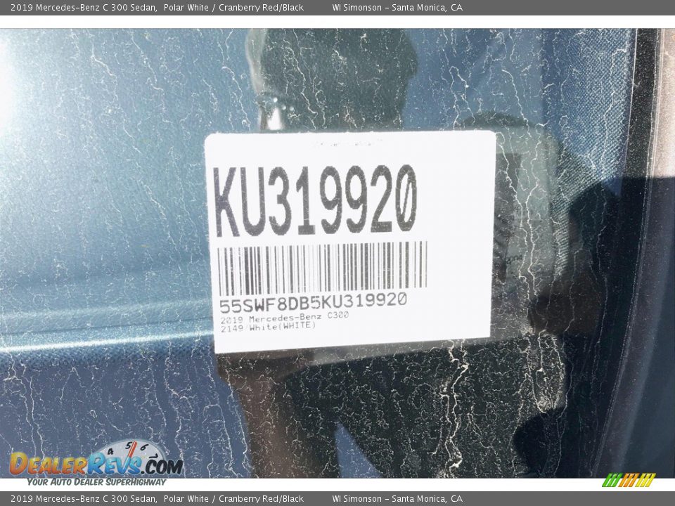 2019 Mercedes-Benz C 300 Sedan Polar White / Cranberry Red/Black Photo #11